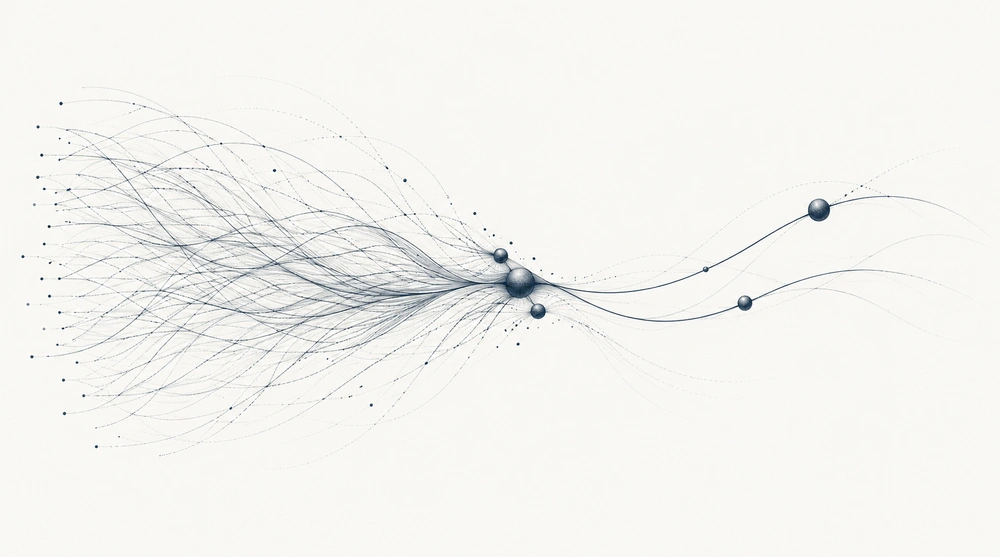 Fine computational paths converging into a few efficient trajectories through selected nodes